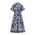 New Women's Clothing Foreign Style Fashion Retro Print Shirt Midi Dress Women Wholesale Price Customised Colour Best Quality