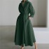 Autumn Dress 2024 Elegant Shirt Dress Solid Long Sleeved Casual High-waisted Gown Clothes Plus Size Dresses 4xl 5xl 6xl 7xl