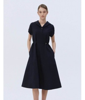 Women's 2024 Chic Vintage Midi Dress Flax Satin Blend Breathable and Short Sleeve Long New Fashionable Robe Dress for Women