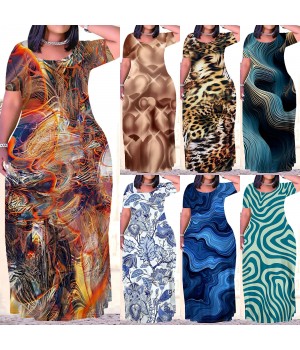 Elegant and Trendy Women's Short Sleeve Maxi Dresses - Customizable Patterns and Designs