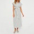 China Manufacturer Long Dress For Women A-Line Linen Stripe Maxi Length Summer Maxi Dress Linen Maxi Dress