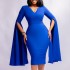 women's clothing spring and autumn 2023 women lasted fashion pure color v neck slit long sleeve ladies bodycon midi dresses