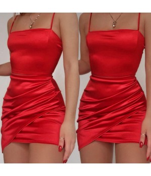 Hot Selling New Women's Clothing With Pleated Straps Solid Color Sexy Casual Women's Dress On Sale