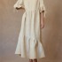 New Retro Summer Dress Women's Sundress Ladies Casual Bohemian Dress Long Solid Beach Dress Short Sleeve Cotton Linen