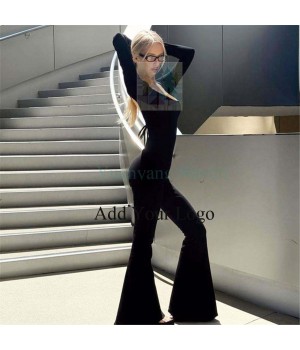 Fashionable and sporty women's clothing new style solid color backless strap casual one-piece trumpet pants slim yoga suit