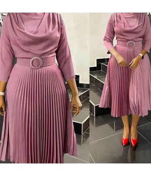 New Design African Office Dresses For Spring Fashion African Dresses For Women Clothing Chiffon Pleated Dress