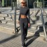 4132 O Neck Long Sleeve High Waist Crop Top Long Straight Pants Women'S Sets Workout Winter 2023 Y2K Winter Casual Clothing